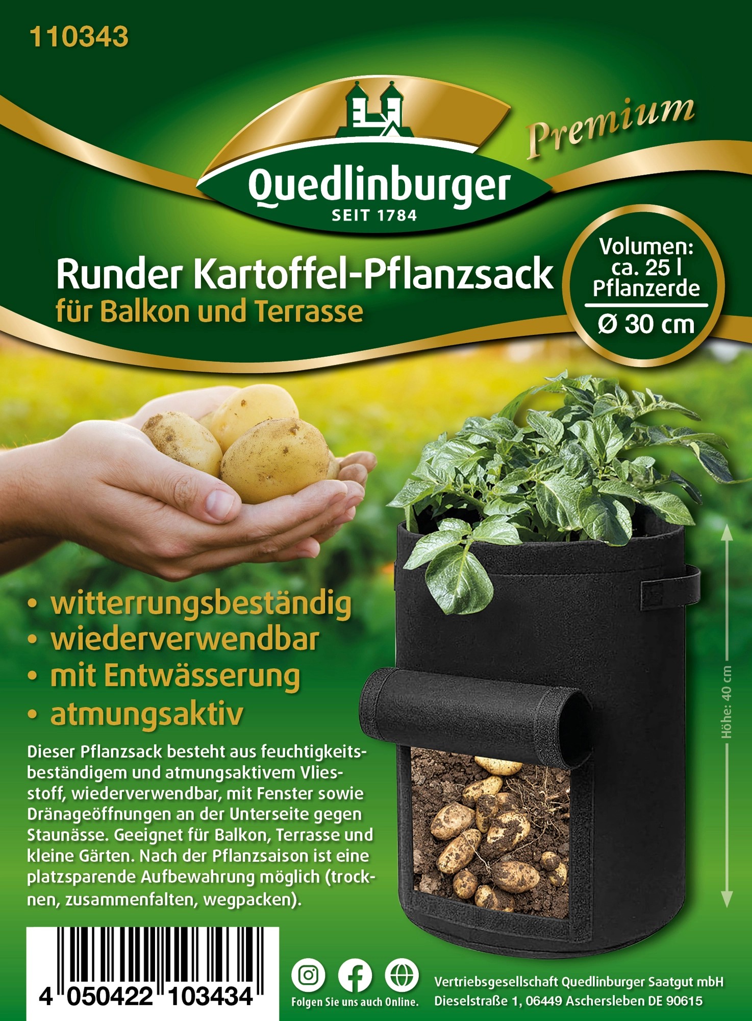 Quedlinburger KartoffelPflanzSack Anbau auf engstem Raum kaufen bei OBI