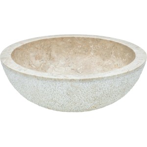 Rundes baliv Aufsatzwaschbecken WBA-7040 aus Marmor, Ø 40 cm, creme-beige mit individueller Maserung.