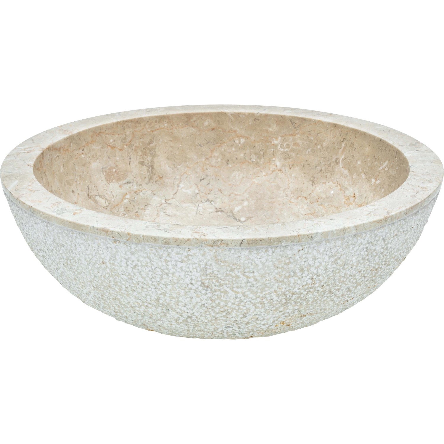 Rundes baliv Aufsatzwaschbecken WBA-7040 aus Marmor, Ø 40 cm, creme-beige mit individueller Maserung.