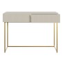 Selsey Veldio Schminktisch 110 cm mit Lamellenfront und Zwei Schubladen Greige mit Goldenen Beinen_5