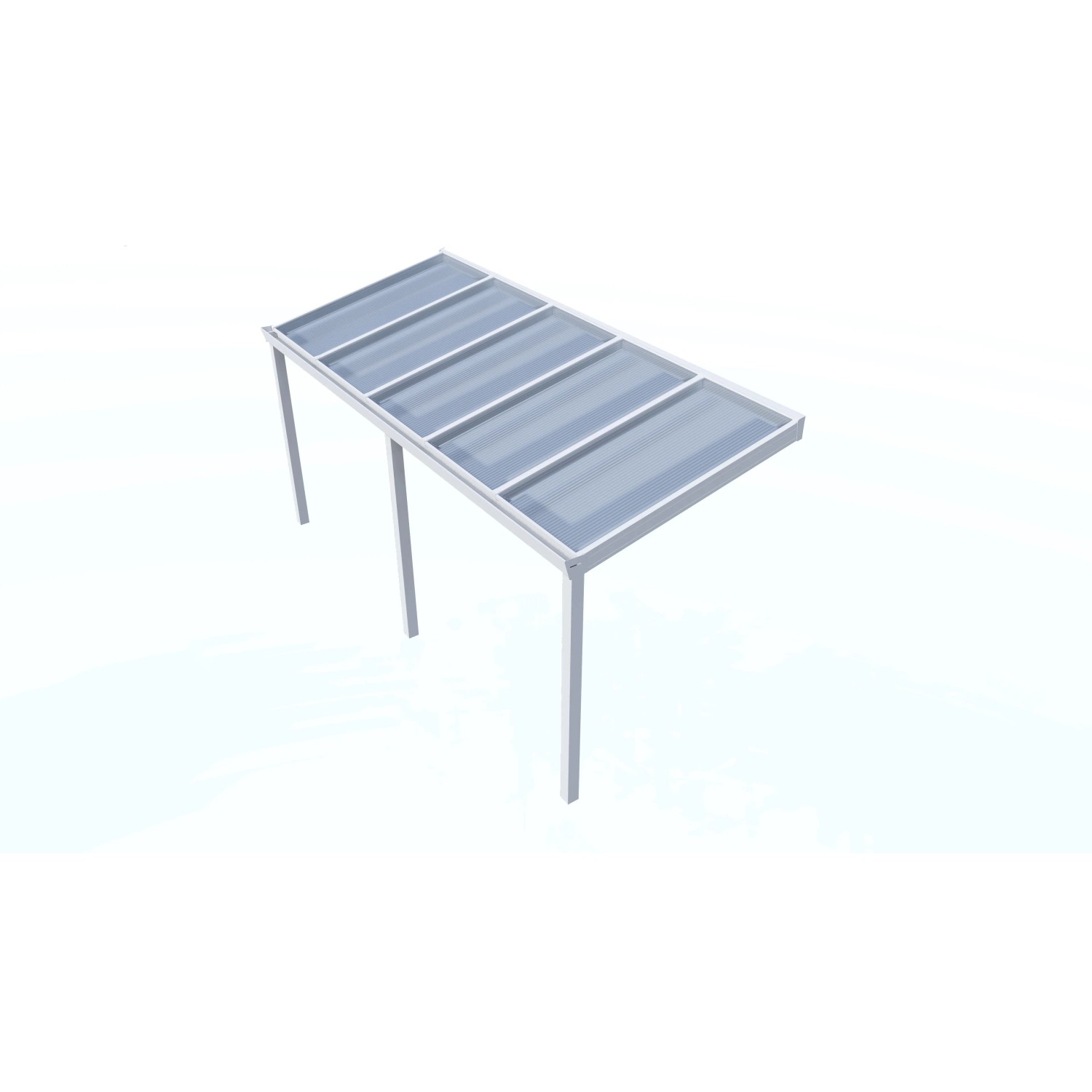 Weiße Terrassenüberdachung Professional, 500x200 cm, mit klarer Polycarbonat-Platte.