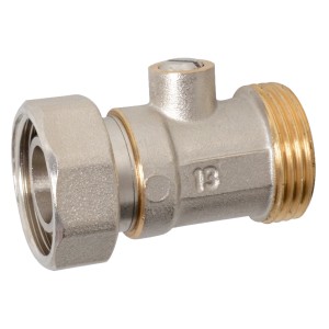 Kirchhoff Kugelhahn 3/4 Eurokonus, blankes Messing, für Heizkreisverteiler.