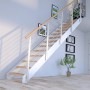 Treppe Kos 14 Stufen Eiche Rustik Geölt 87 cm Design-Geländer Weiß FSC®_9