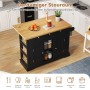 okwish Küchenwagen mit Klappbarer Arbeitsplatte Schublade Gewürzregal 132x40-70x87cm Schwarz_7