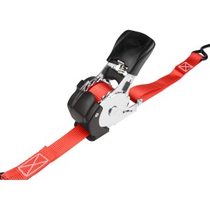 LAS Automatik Spanngurt 500 kg mit Ratsche und rotem Gurtband für Reise & Transport.