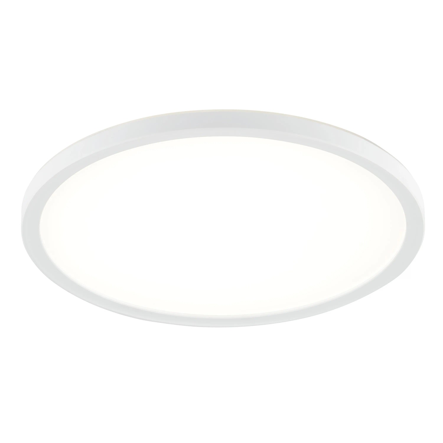Weiße, runde LED Deckenleuchte Velion von Brilliant, Durchmesser 29,3 cm. Moderne Lampe für Wohnräume.
