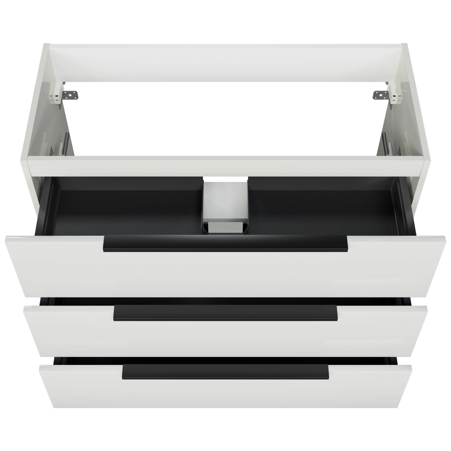 Pelipal Waschbeckenunterschrank Quantum 07, 100 cm, Schneeweiß Glanz mit 3 Auszügen.