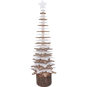 Holz-Tannenbaum in Schneeflockenoptik 40 cm