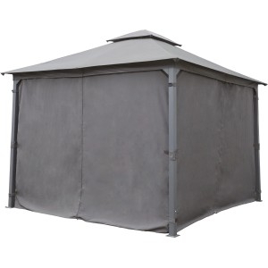 Anthrazitfarbener Caballo Stahl-Pavillon 330x330 cm mit Seitenteilen.