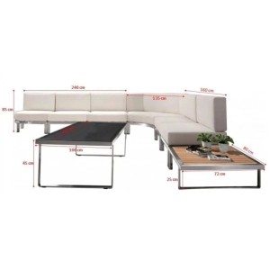 Jet-Line Lounge Set Poseidon Beige Weiß 7 Teilig Gartenmöbel mit Kissen