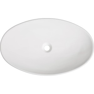Weißes, ovales baliv Aufsatzwaschbecken WBA-7060 (70x42cm) aus Keramik, ohne Hahnloch.