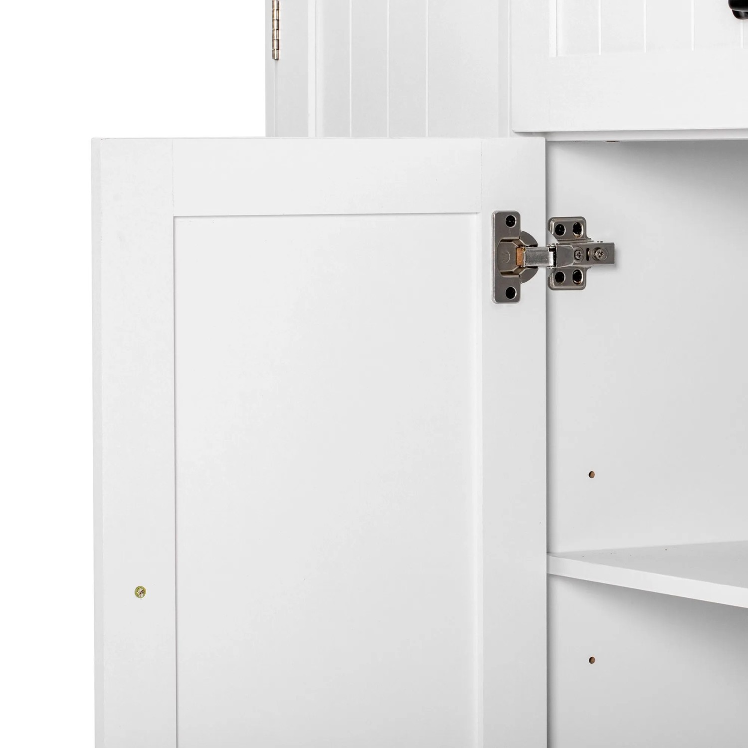 okwish Sideboard mit 3 Türen Schublade Wohnzimmer Diele 107x83x40cm Weiß_10