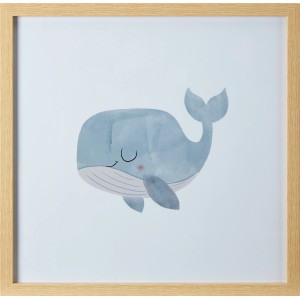 Bilderrahmen Under The Sea mit Wal-Motiv, Holzrahmen in Natur, 32,3x32,3 cm.