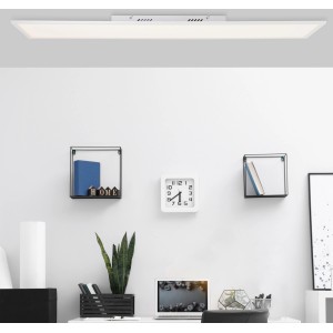 Weißes LED-Panel Jacinda 120x30 cm von Brilliant, eine moderne Deckenleuchte für Innenräume.