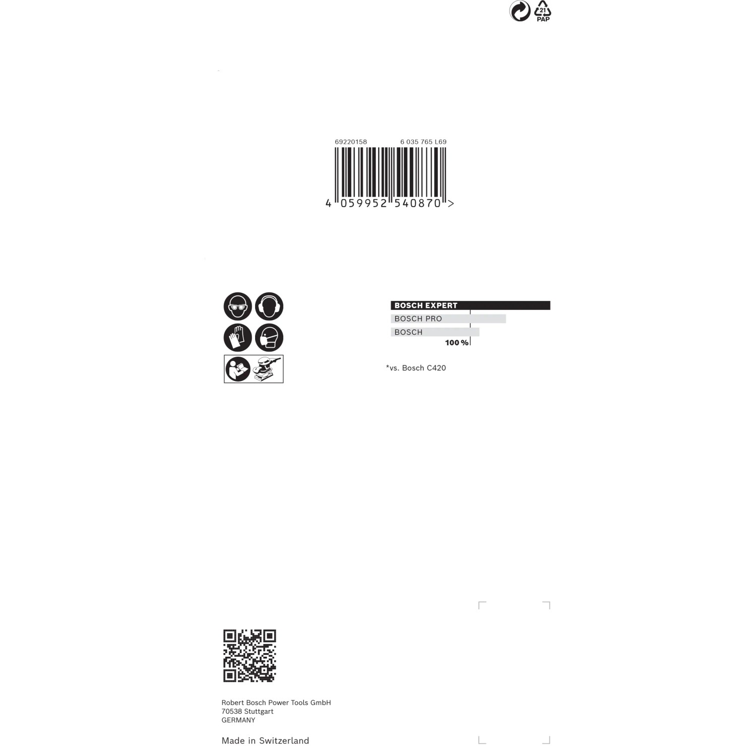 Bosch Expert M480 Schleifblatt, K240, 93x186mm, 10 Stk. Zubehör für Exzenterschleifer.