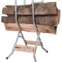 wolfcraft Sägebock SB 60 klappbar mit Holzscheiten, ideal zum Sägen von Brennholz.