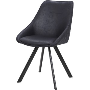 Kayoom Stuhl Cowboy 110, 2er-Set, schwarz. Polsterstuhl mit Lederoptik und Metallbeinen.