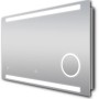 DSK Design LED-Lichtspiegel Silver Conde, 100x60 cm, mit Digitaluhr und Kosmetikspiegel.
