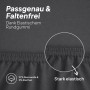 Dunkelgraues Jersey Spannbettlaken aus Baumwolle mit Elasthan. Zeigt elastischen Rundumgummi für faltenfreien, passgenauen Sitz.