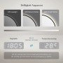 Emke Rund LED Badspiegel 80 cm Spiegel mit Beleuchtung Schwarzer Antibeschlage Uhr Temperatur Dimmbar Neutrales Licht_5