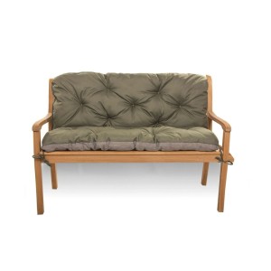 Grüne, gesteppte Bankauflage für 2-Sitzer Gartenbänke, 140cm. Komfortables Outdoor Sitzkissen mit Bindebändern.