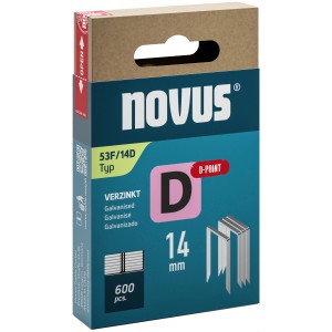Novus Feindrahtklammern D 53 F, 14 mm, 600 Stück, verzinkt im Karton.