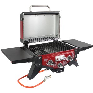 Roter El Fuego Tischgasgrill Smoker Medison mit 2 Brennern, Grillrosten und Warmhalterost.