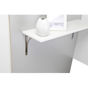 OBI Konsole Kottos in Antik-Silber mit weißem Regalbrett, Vase und Bilderrahmen an grauer Wand.