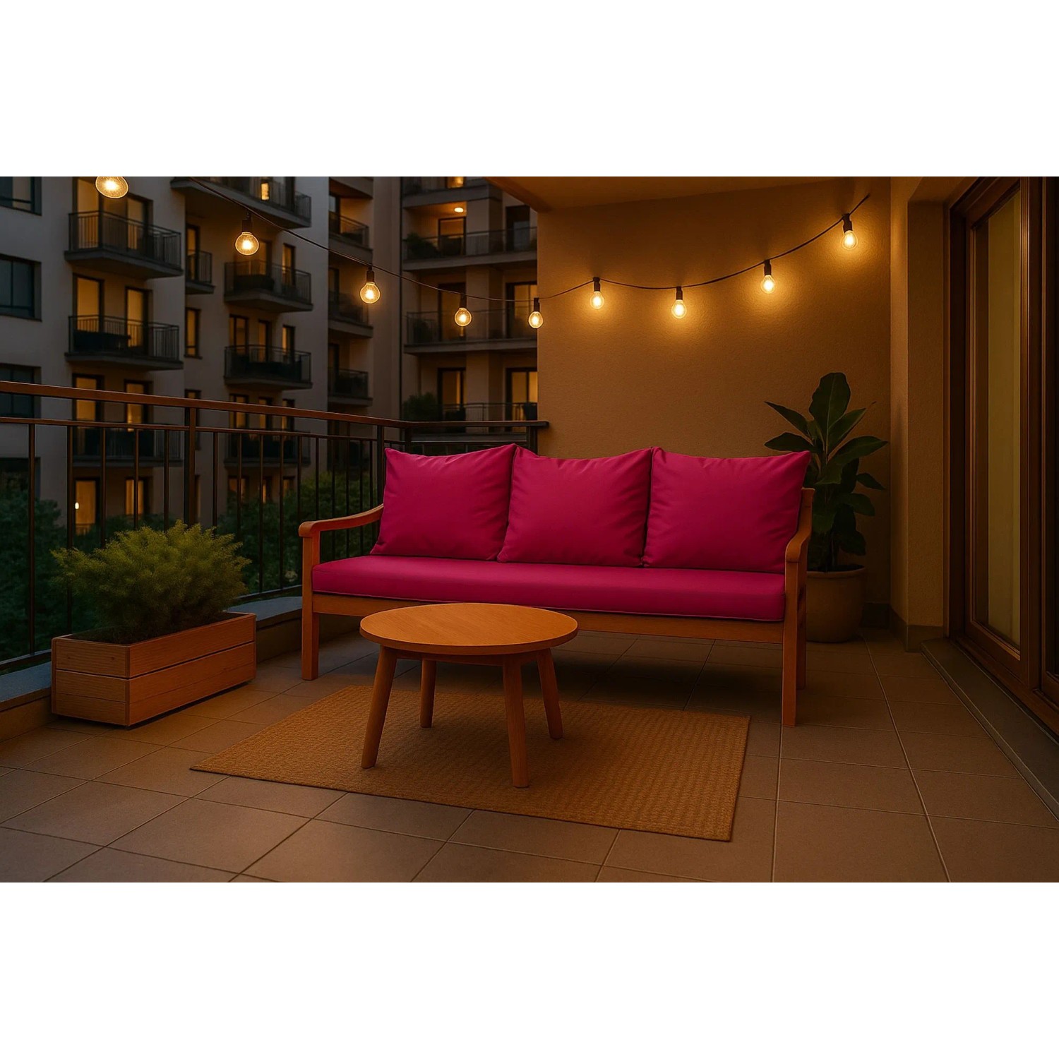 Setgarden Bankkissen-Set, rosa, für 3-Sitzer Gartenbank. Bequeme Sitzauflage mit Rückenkissen.