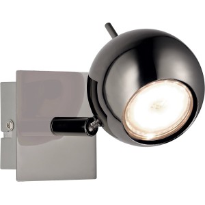 Moderner LED-Spot Grana, 1-flammig, schwarz-chromfarben. Wand- oder Deckenleuchte mit GU10 Leuchtmittel.