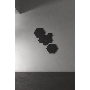 Designpaneel Hexagon Lino Nero Clear MDF  Schwarz 50 cm x 50 cm 3 Stück