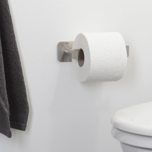Tiger Toilettenpapierhalter Colar, L-Form, Edelstahl gebürstet mit Papierrolle.