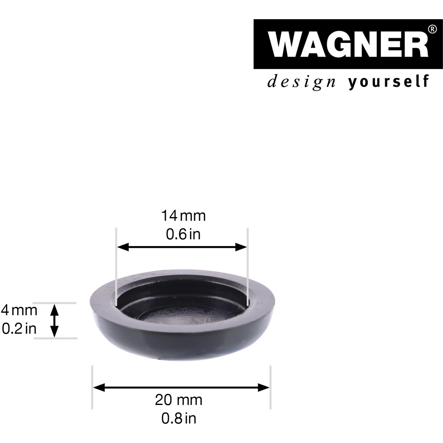 Wagner Justus Slim QuickClick Verstellfuß, 2,2 cm, 4er Set. Möbelbein mit Maßangaben.