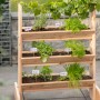 Westmann Kräuterregal Premium Größe L mit Rankgitter, bepflanzt mit Kräutern.
