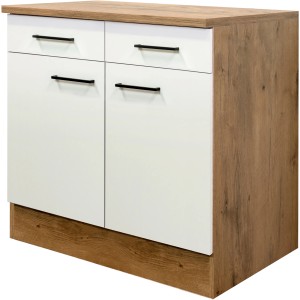 Flex-Well Exclusiv Küchen-Unterschrank Vintea 80 cm Magnolie matt - Lancelot Oak