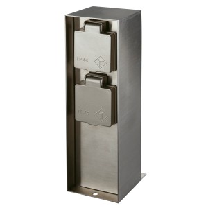 Philips Sockel-Doppelsteckdose für außen Auckland Edelstahl 23,2 cm