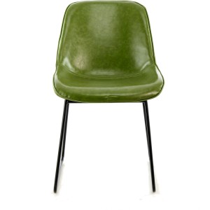 Grüner Kayoom Stuhl Cora 110 im 2er-Set mit schwarzem Metallgestell.