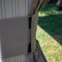 Detailaufnahme: Champagnerfarbener Sojag Pavillon Messina mit Vorhangbefestigung.