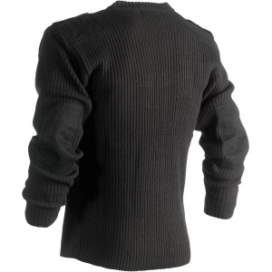 Schwarzer Herock Pullover Wodan Größe S aus Rippstrick mit verstärkten Ellbogen.