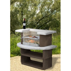 Buschbeck Gartengrill Montana, weiß-braun, mit Grillrost und Ablageflächen. Ideal für Gartenpartys.