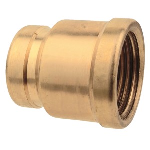 Kirchhoff Reduzier-Doppelmuffe, 24,2/18,7 mm, blank, aus Messing für Gewindefittings.