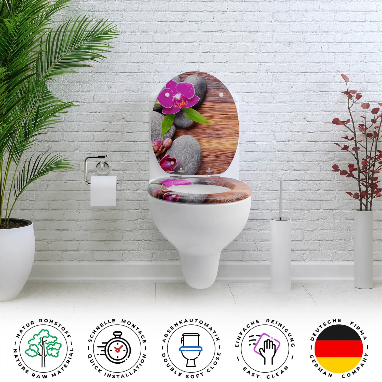 Sanfino WC Sitz Orchid Toilettendeckel mit Absenkautomatik aus Holz kaufen bei OBI