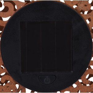 Detailaufnahme Solarpanel der Globo LED-Solaraußenleuchte Kugel Dekogeflecht Rost.