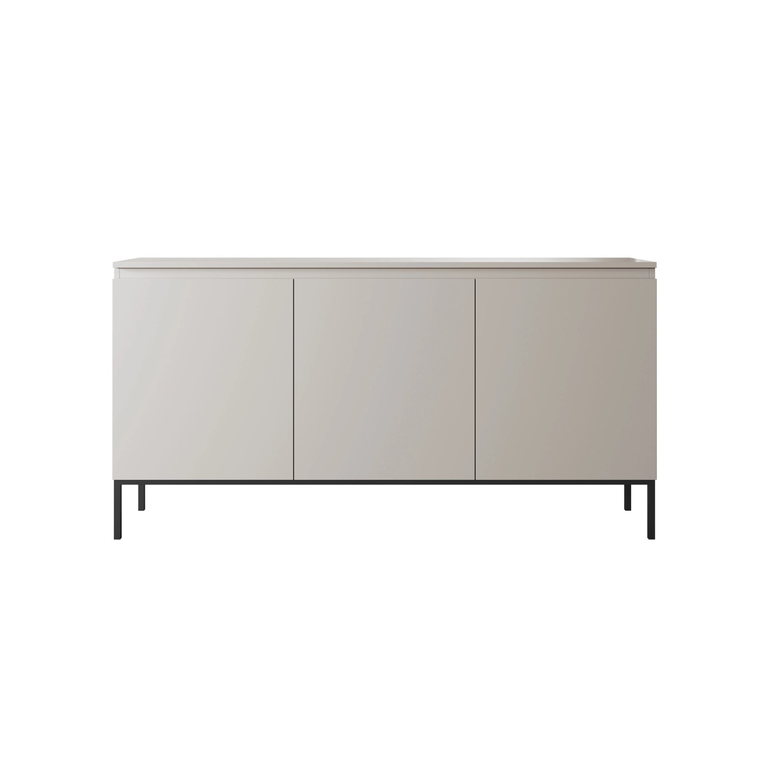 Selsey Bemmi Sideboard 150 cm, kaschmirgrau, mit drei Türen und schwarzen Metallbeinen. Modernes Stauraummöbel.