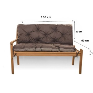 Braunes Setgarden Bankkissen Double, 160x60x50 cm, für 3-Sitzer Gartenbänke.