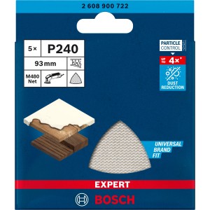 Bosch Expert M480 Netzschleifblätter, 5 Stk., K240, 93x93mm, für Deltaschleifer. Staubarmes Schleifen.