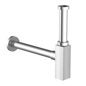 Verchromter Kirchhoff Flaschensiphon DS-3WK für Waschtische, 41,9 mm Anschluss.