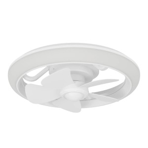 Weißer Eglo LED-Ventilator Fernandina, 39,8 cm Durchmesser, mit RGB-Beleuchtung.