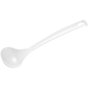 Fackelmann Soßenlöffel Blanca, 26 cm, weiß. Küchenhelfer mit Stopp-Funktion am Griffende.