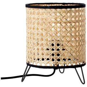 Brilliant Tischleuchte Wiley: Designlampe aus Metall und Rattan, Ø 17,5 cm.